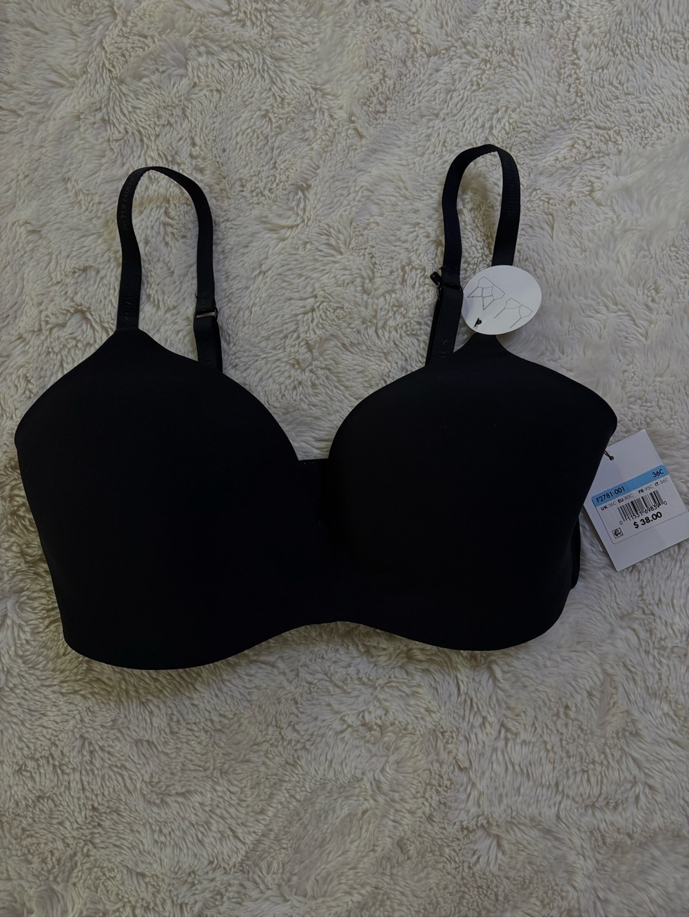 Calvin Klein Black Seamless Lightly Padded T-Shirt Bra 36C